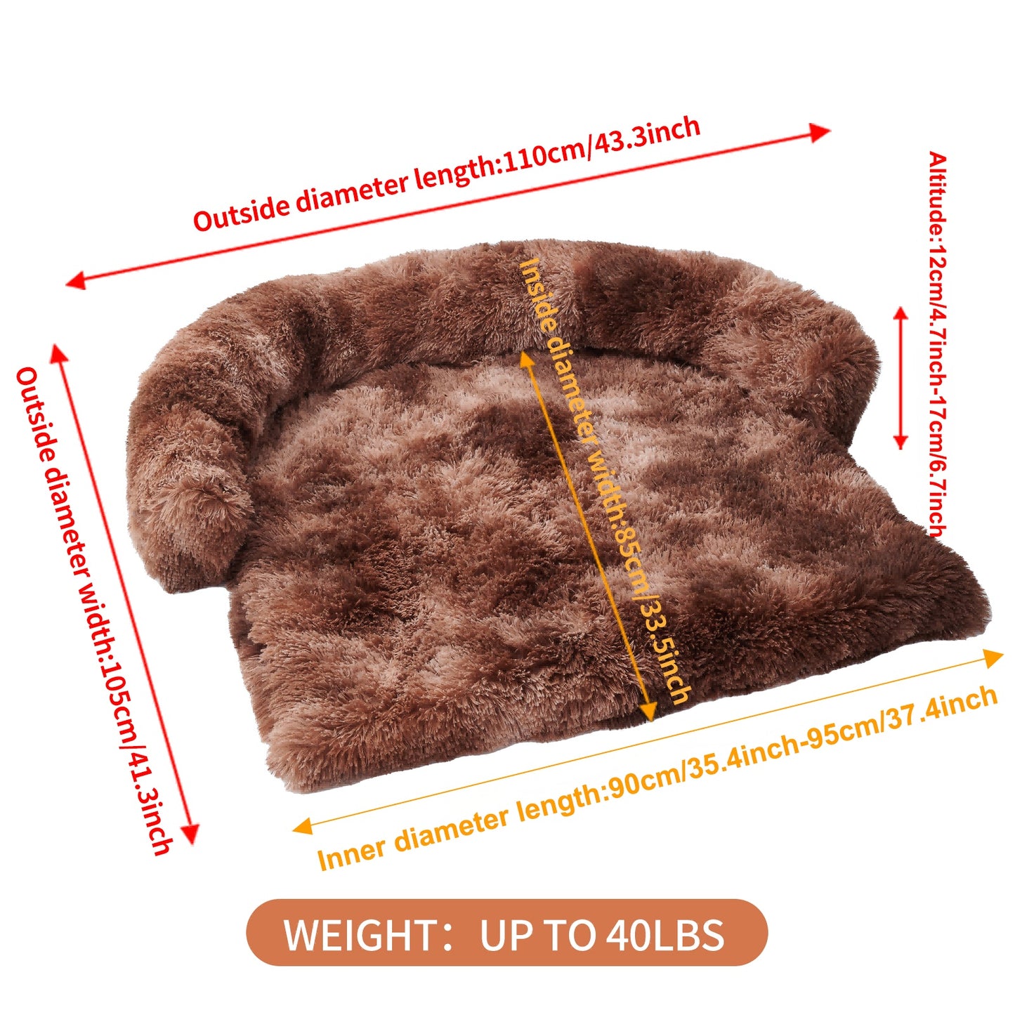 Calming Dog Bed Fluffy Plush Dog Mat For Furniture Protector With Zipper Removable Washable Cover For Large Medium Dogs And Cats
